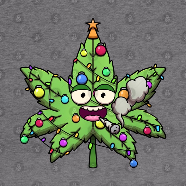 Weed Christmas Tree Character Smoking Joint by TheMaskedTooner